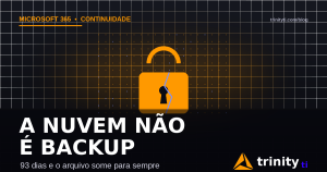 Cadeado partido sobre grade digital com o texto A nuvem nao e backup — Trinity TI