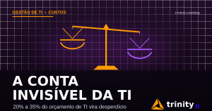 Balança desequilibrada representando o custo invisível da TI reativa no orçamento da empresa — Trinity TI