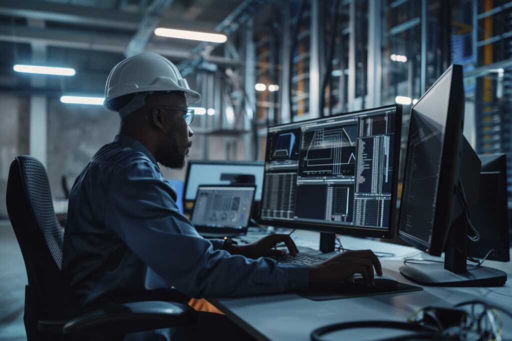 Engenheiro trabalhando com tecnologia, governança em TI